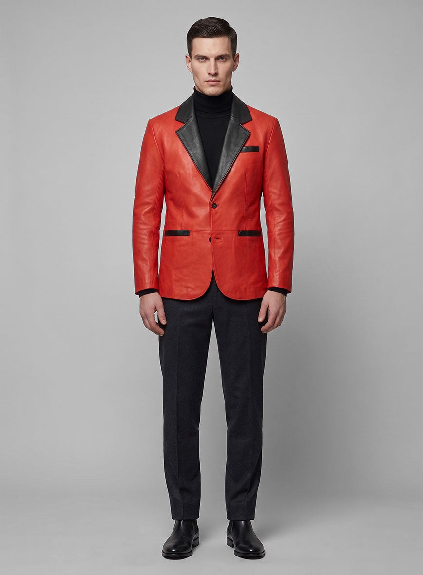 Red Hampton Leather Blazer - StudioSuits