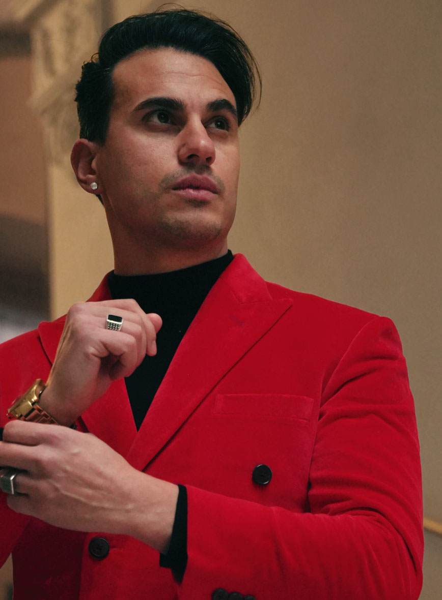 Red Velvet Double Breasted Suit - StudioSuits