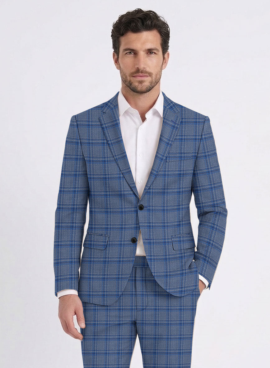 Reda Agodi Blue Checks Wool Jacket - StudioSuits