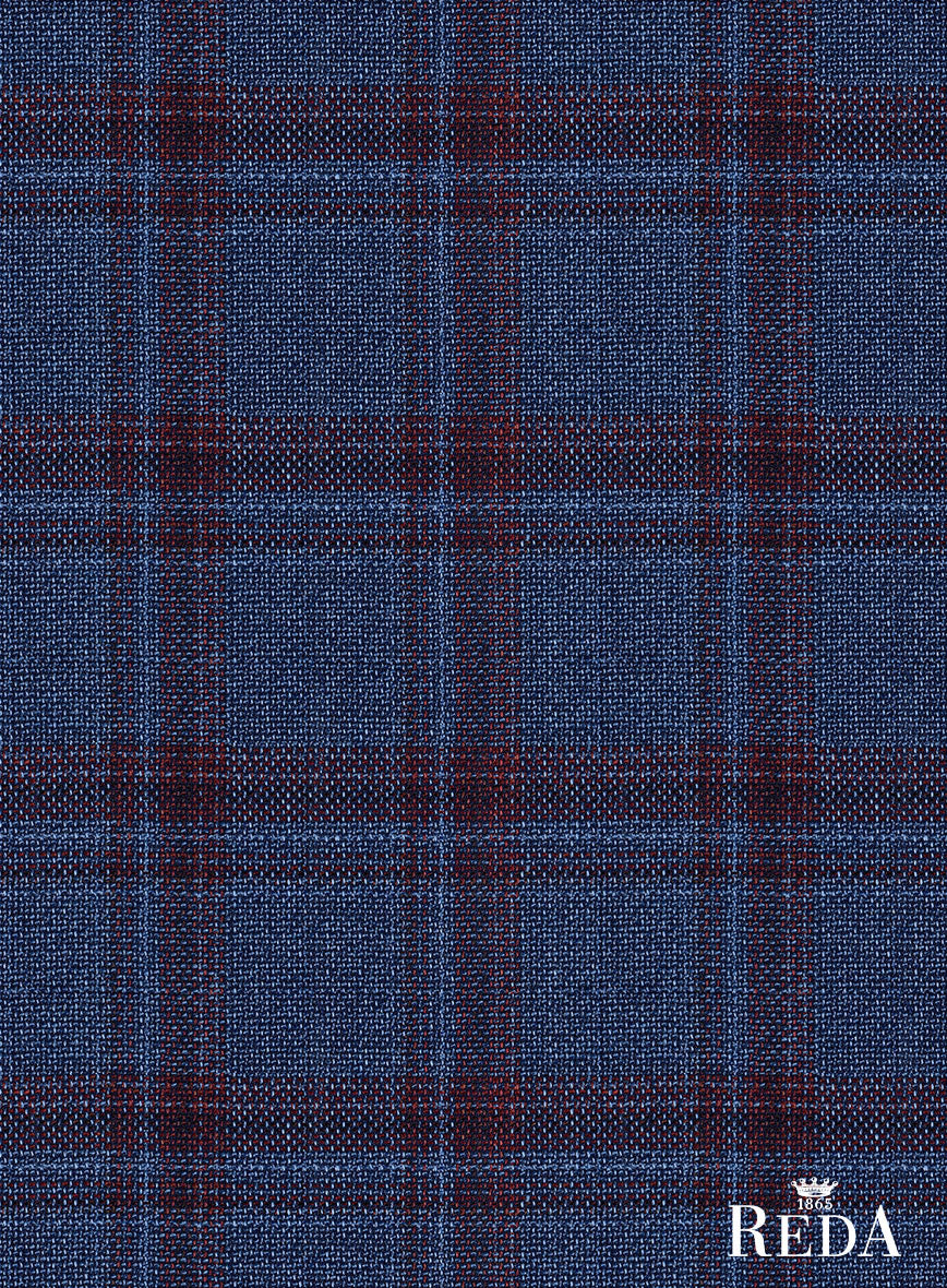 Reda Agodi Dark Blue Checks Wool Jacket - StudioSuits