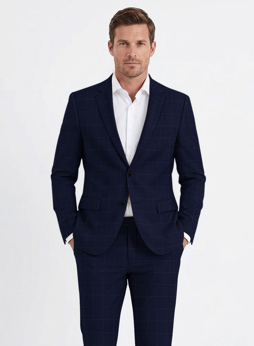 Reda Flexo Blue Checks Wool Jacket - StudioSuits