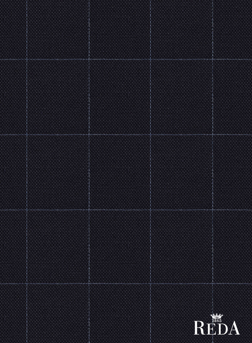 Reda Flexo Dark Blue Checks Wool Jacket - StudioSuits
