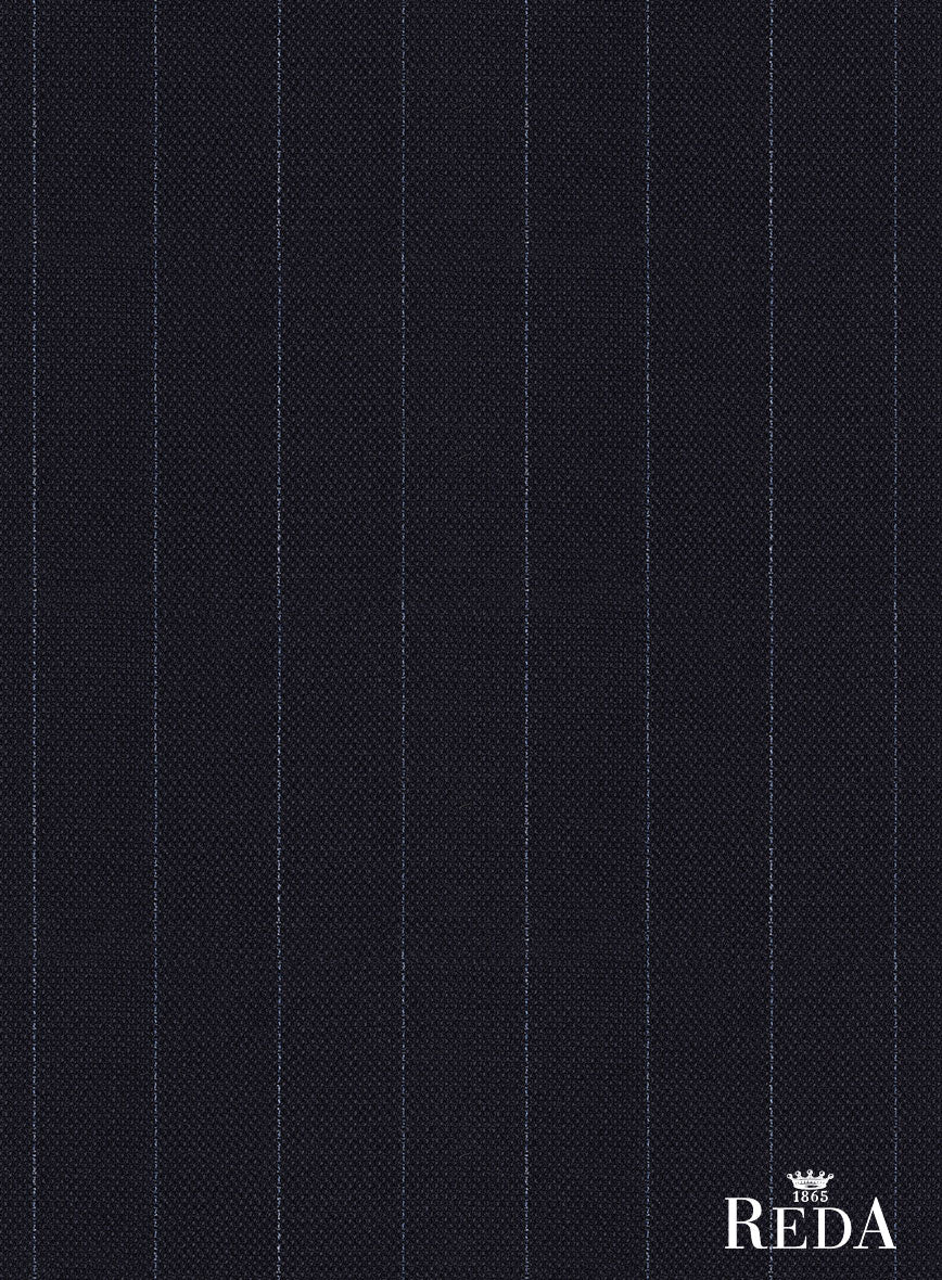 Reda Flexo Dark Blue Stripe Wool Jacket - StudioSuits