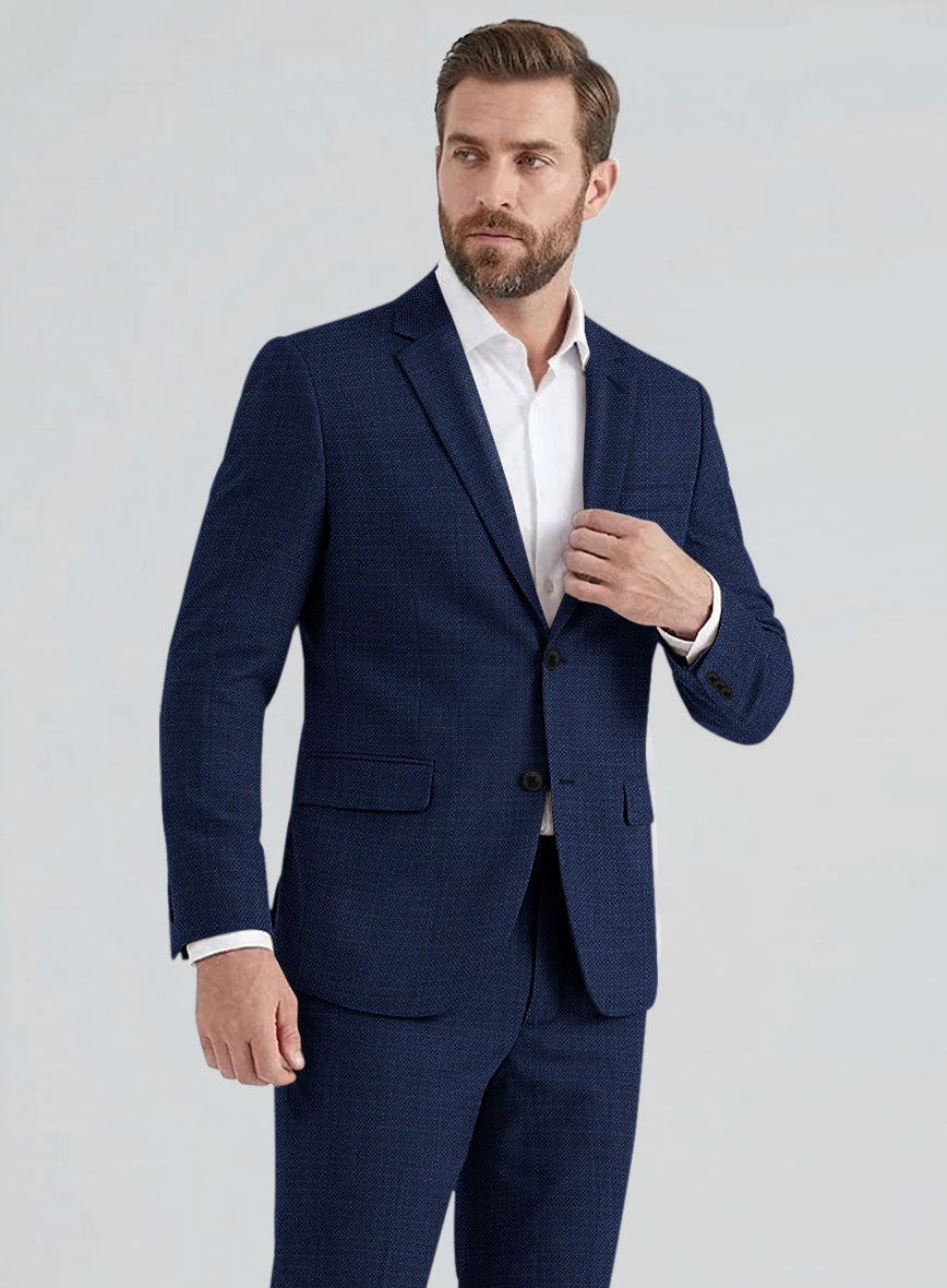 Reda Hopsack Blue Wool Jacket - StudioSuits