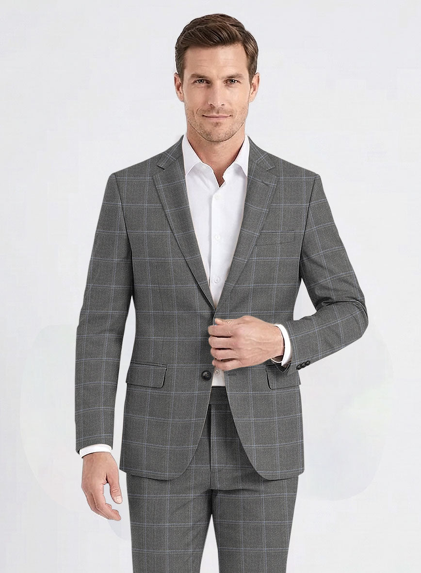 Reda Igidro Gray Checks Wool Jacket - StudioSuits