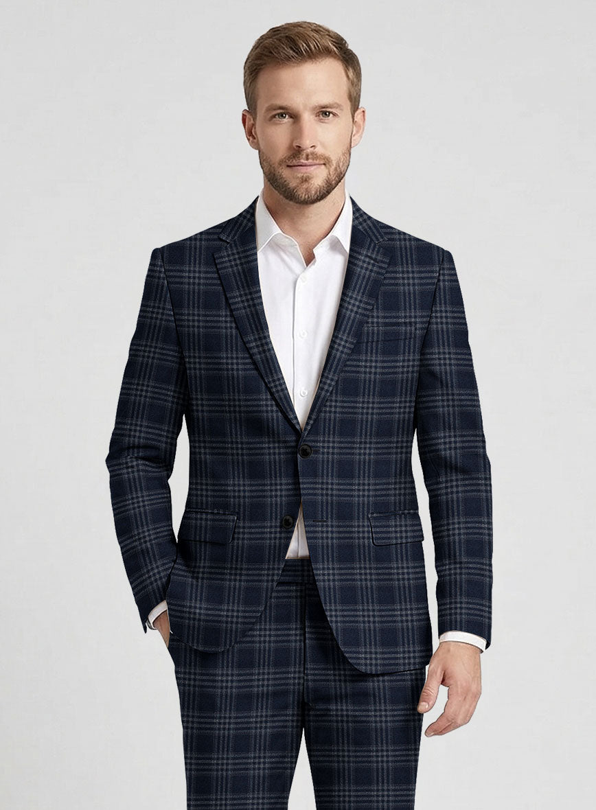 Reda Omiji Blue Checks Wool Jacket - StudioSuits