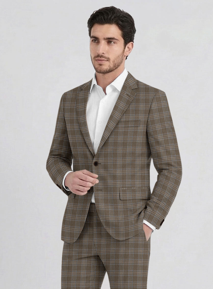 Reda Omiji Brown Checks Wool Jacket - StudioSuits