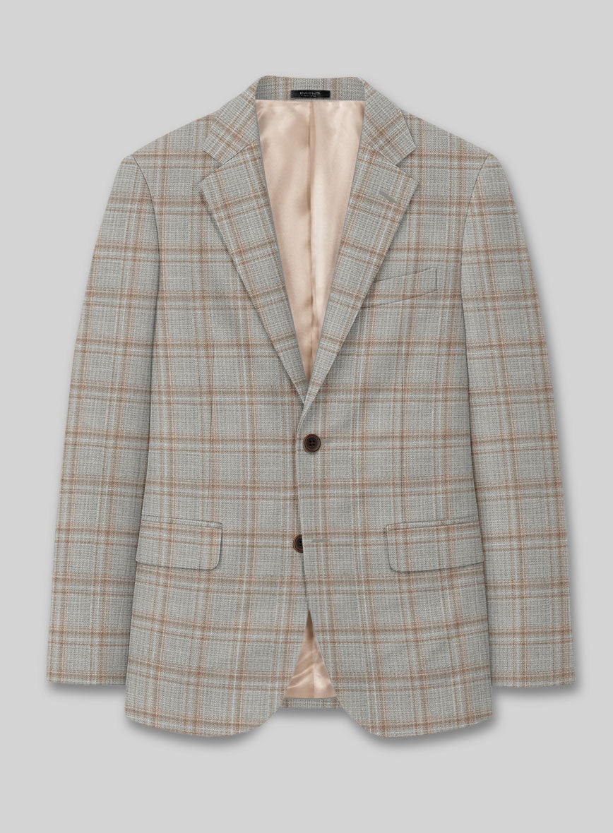 Reda Agodi Beige Checks Wool Jacket - StudioSuits