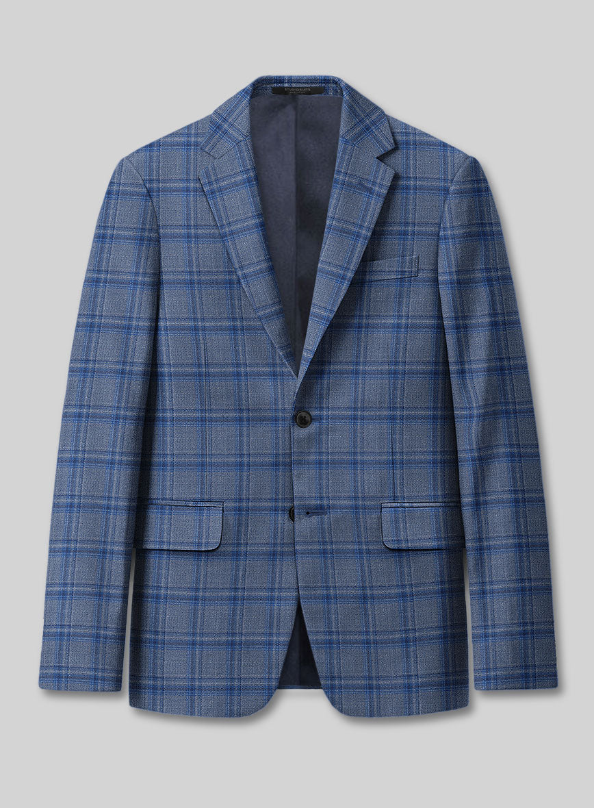 Reda Agodi Blue Checks Wool Jacket - StudioSuits
