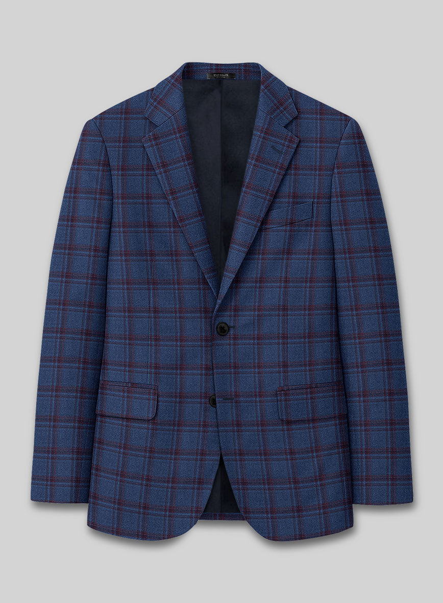 Reda Agodi Dark Blue Checks Wool Jacket - StudioSuits