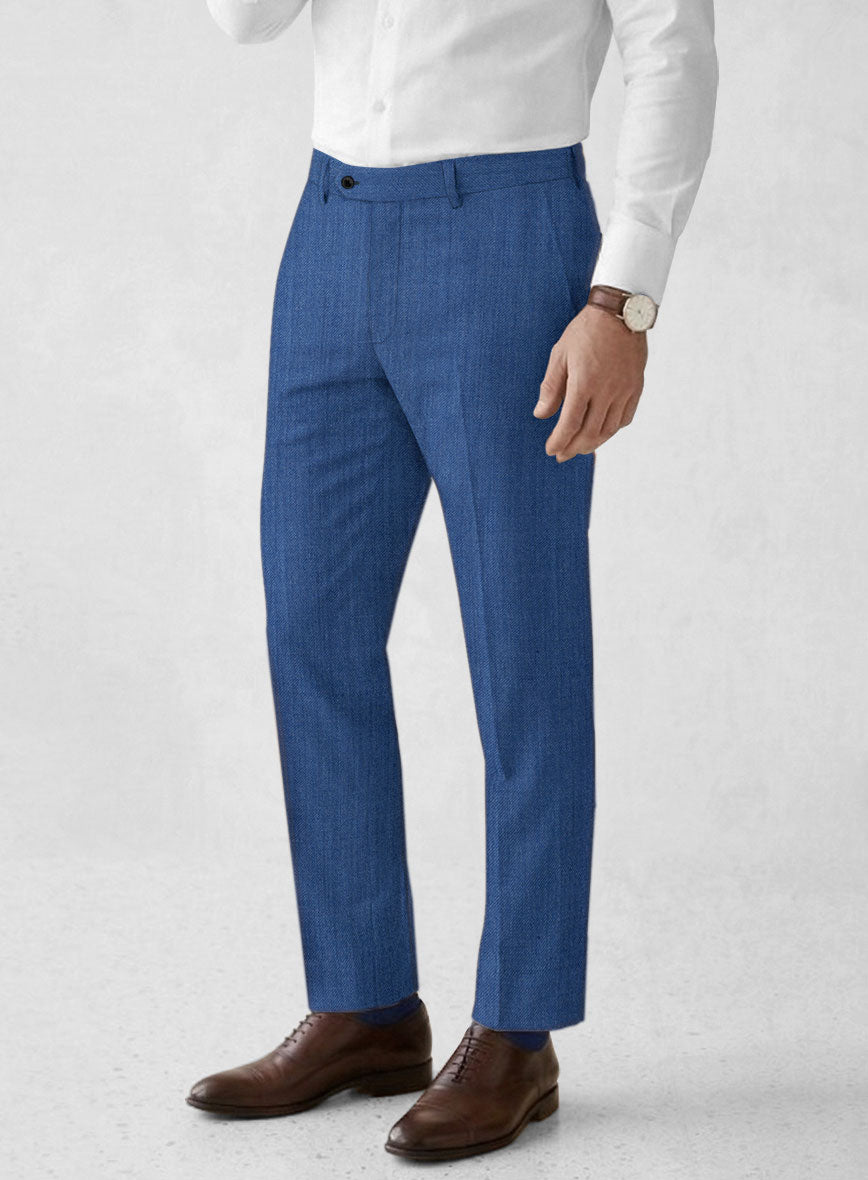 Reda Artic Blue Wool Pants - StudioSuits