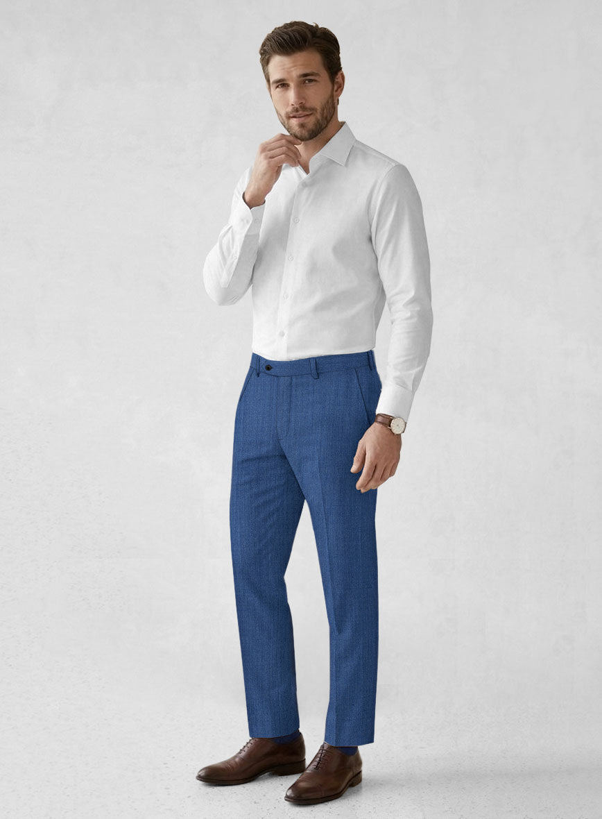 Reda Artic Blue Wool Pants - StudioSuits