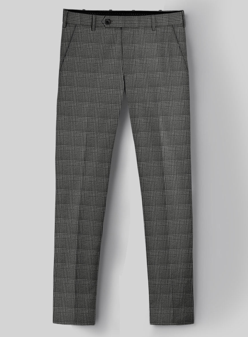 Reda Azelo Gray Checks Wool Pants - StudioSuits