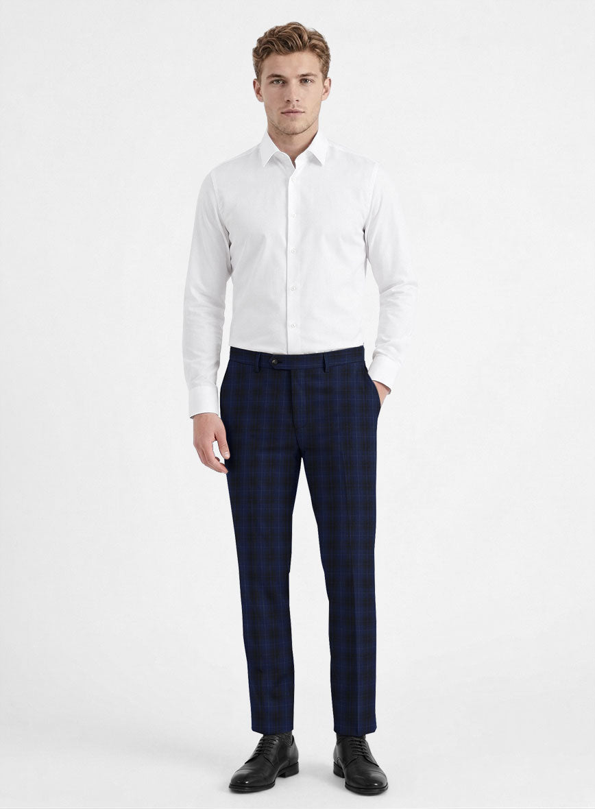 Reda Ballio Blue Checks Wool Pants - StudioSuits