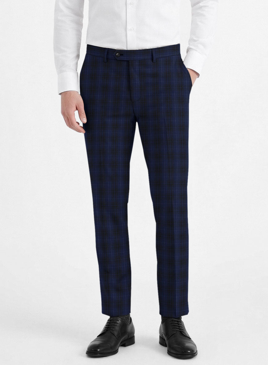 Reda Ballio Blue Checks Wool Pants - StudioSuits