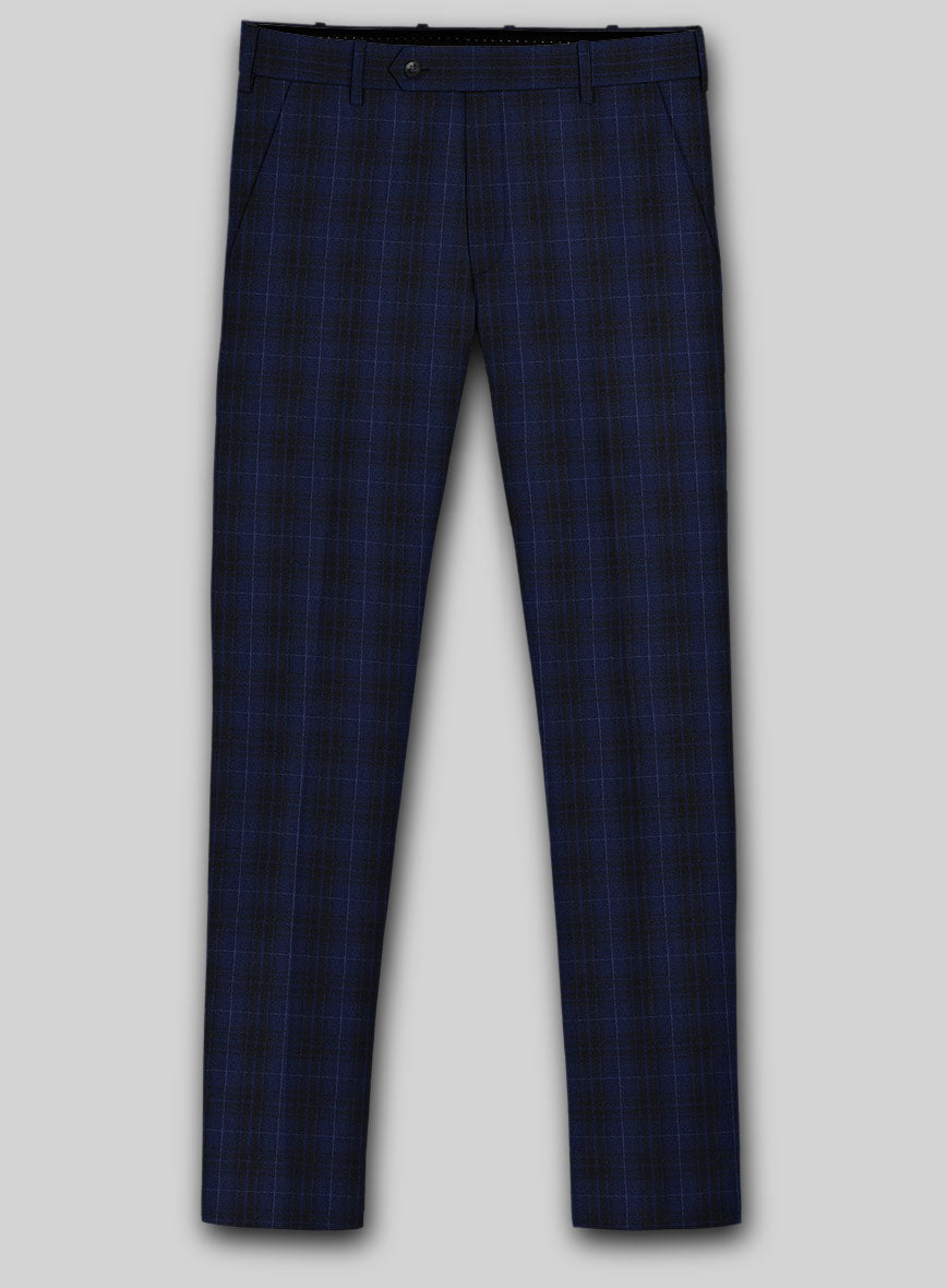Reda Ballio Blue Checks Wool Pants - StudioSuits