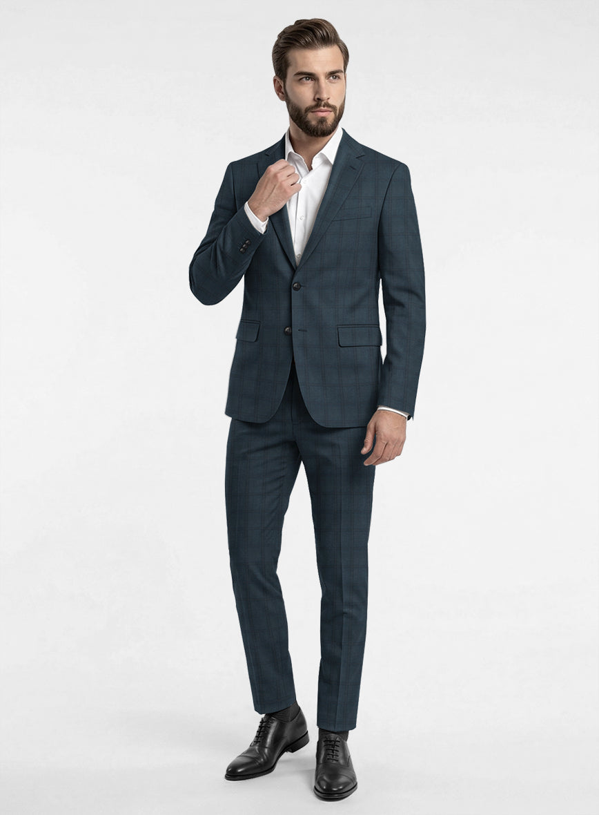 Reda Baltie Blue Checks Wool Suit - StudioSuits
