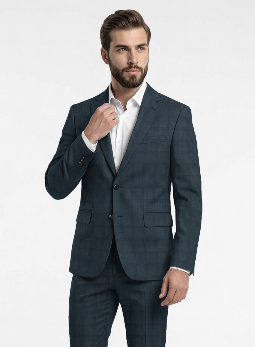 Reda Baltie Blue Checks Wool Jacket - StudioSuits