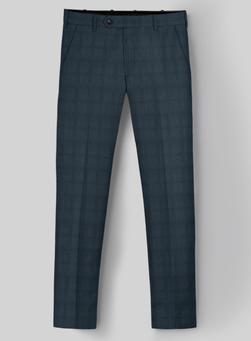 Reda Baltie Blue Checks Wool Pants - StudioSuits