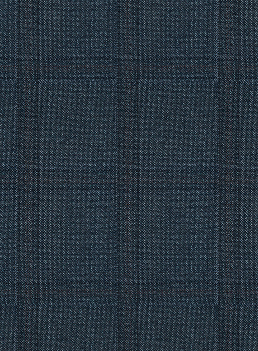 Reda Baltie Blue Checks Wool Pants - StudioSuits
