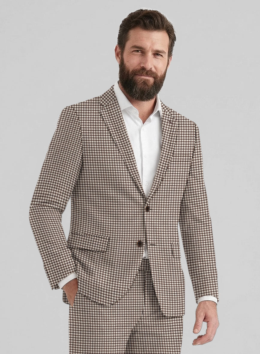 Reda Beltra Brown Checks Wool Jacket - StudioSuits