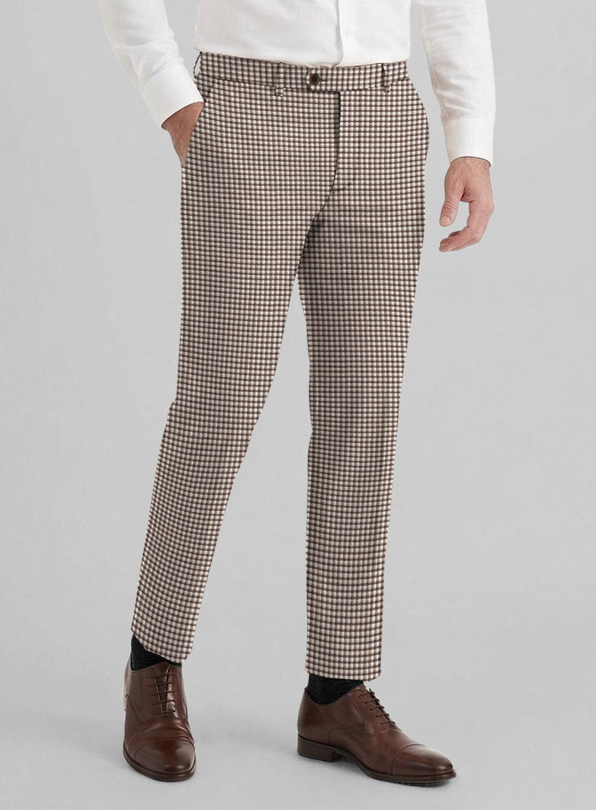 Reda Beltra Brown Checks Wool Pants - StudioSuits