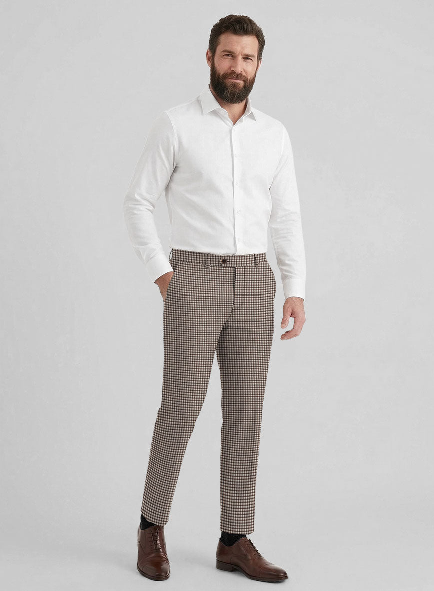 Reda Beltra Brown Checks Wool Pants - StudioSuits
