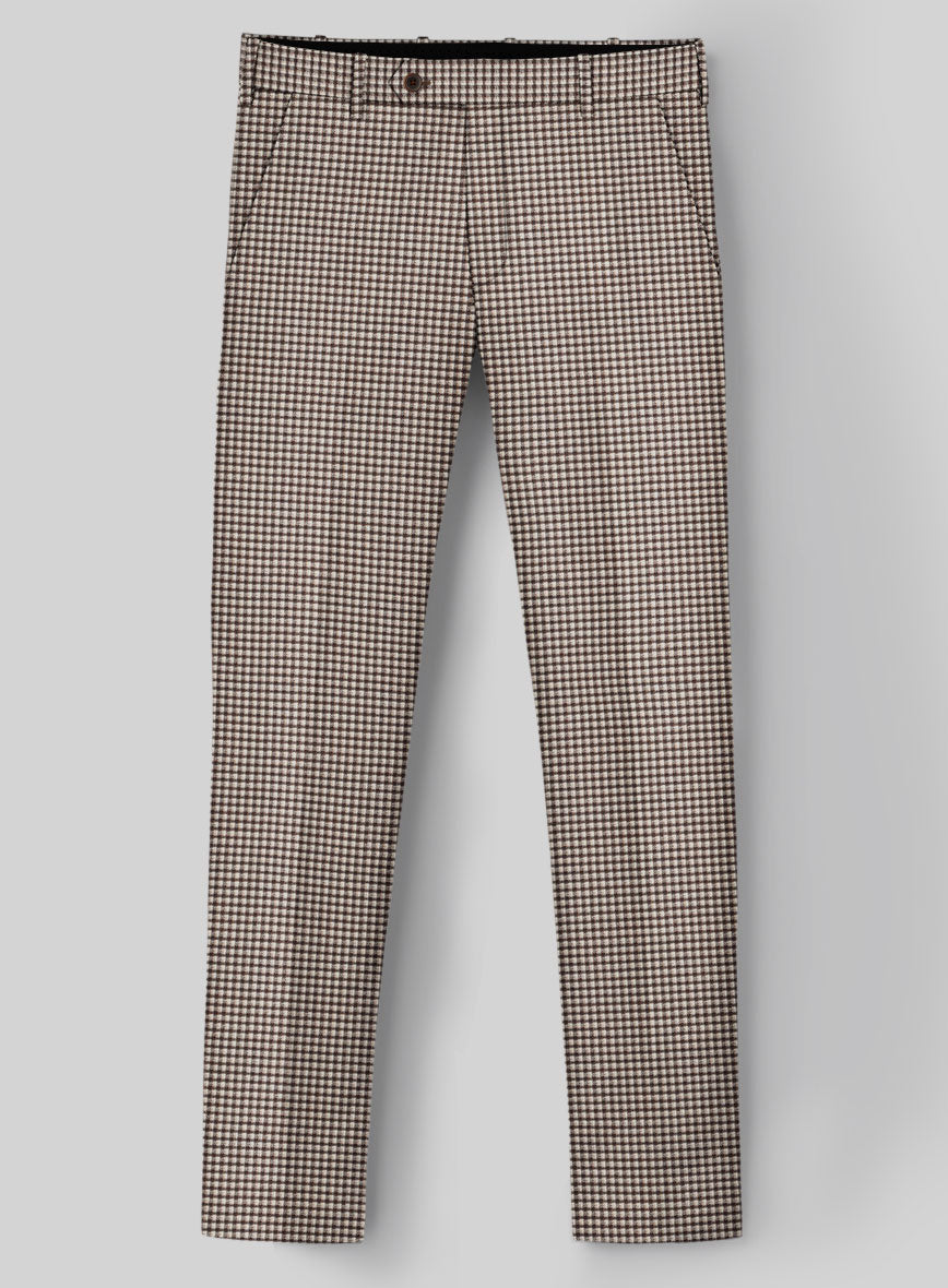 Reda Beltra Brown Checks Wool Pants - StudioSuits