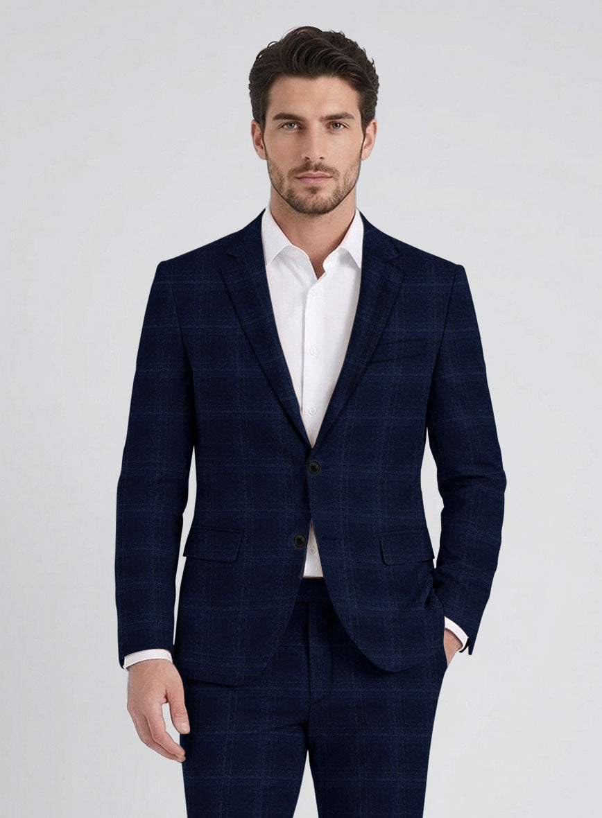 Reda Berato Blue Checks Wool Jacket - StudioSuits