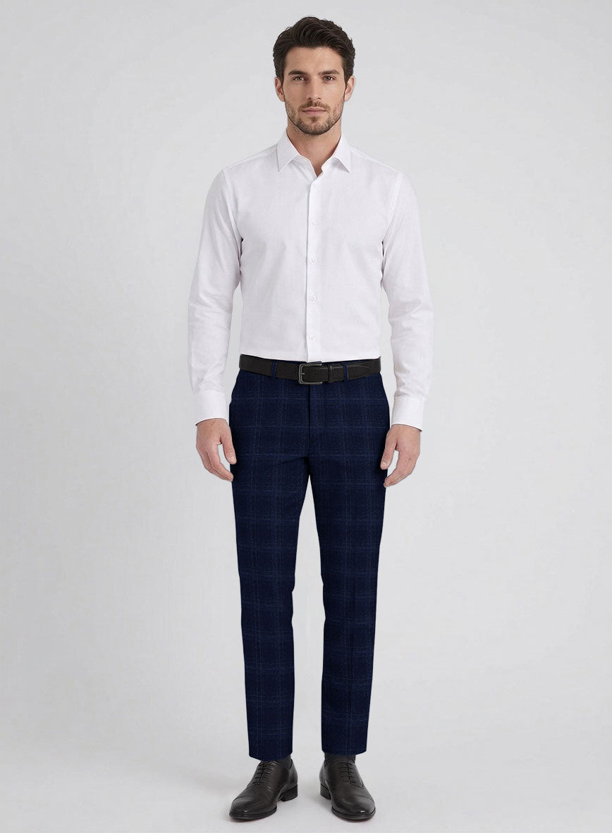 Reda Berato Blue Checks Wool Pants - StudioSuits