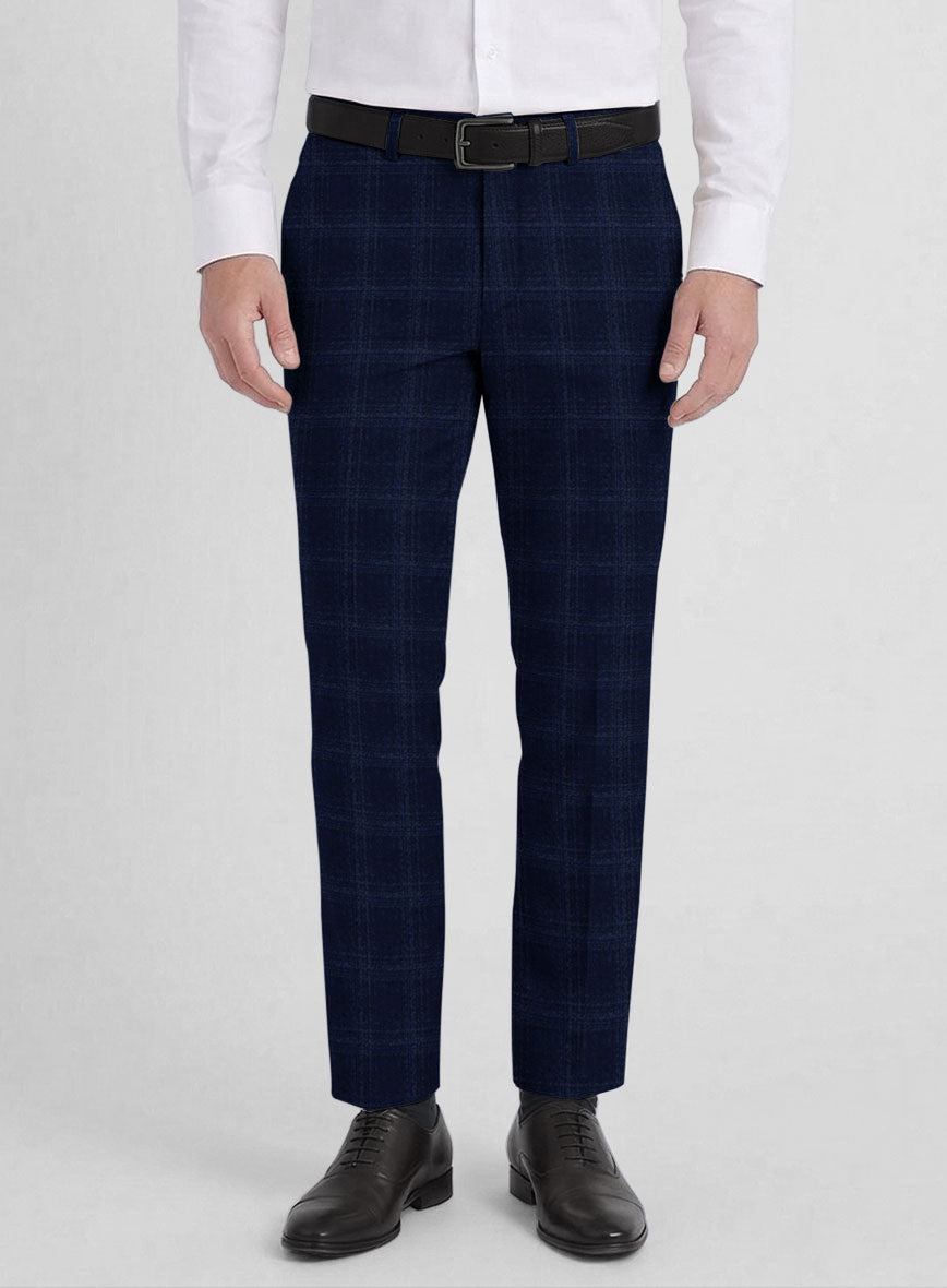 Reda Berato Blue Checks Wool Pants - StudioSuits