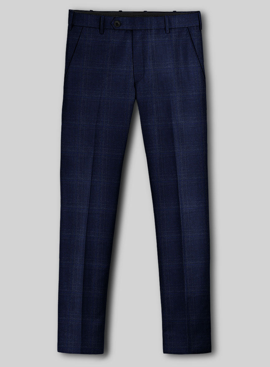 Reda Berato Blue Checks Wool Pants - StudioSuits