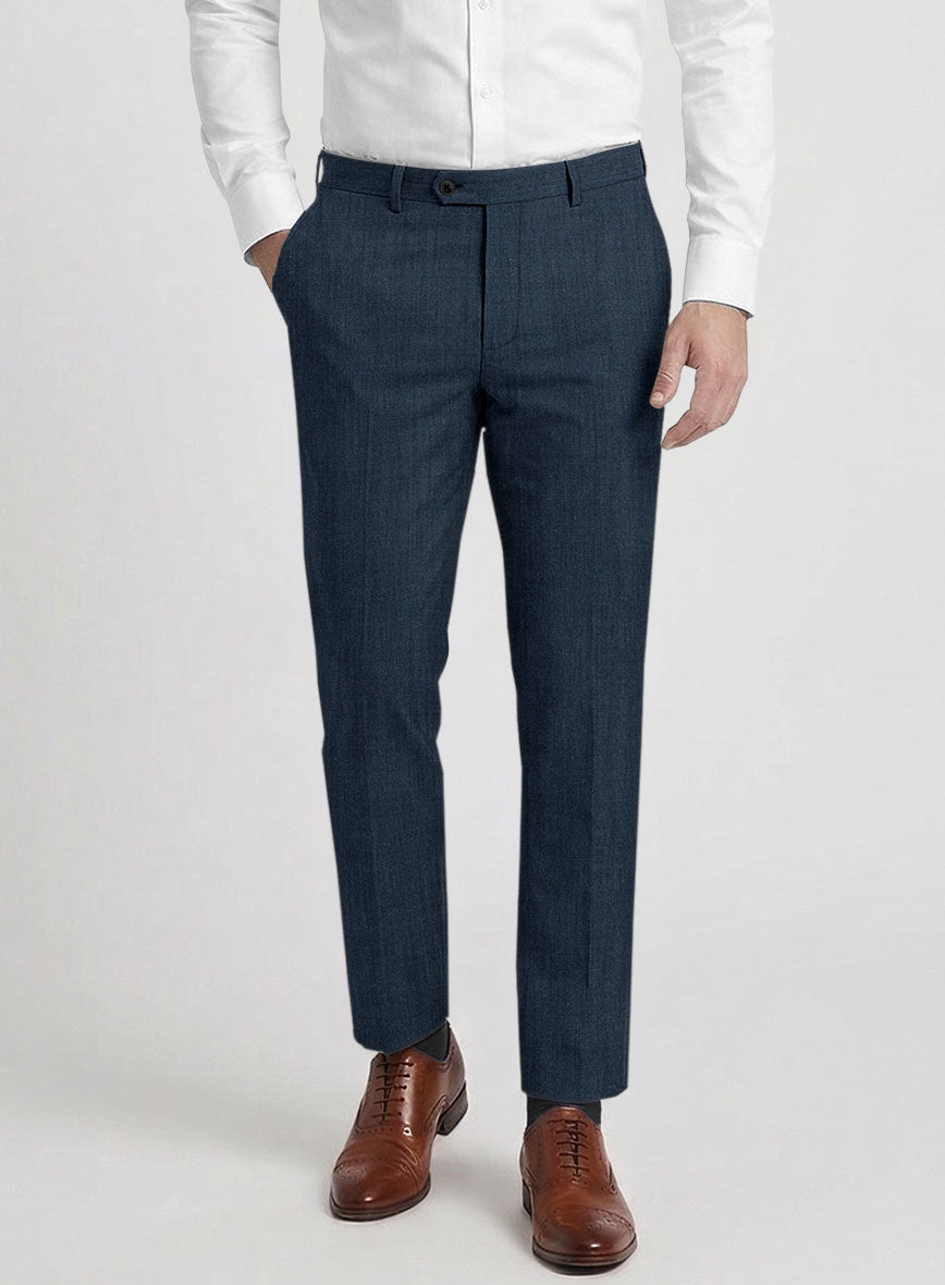 Reda Bond Blue Wool Pants - StudioSuits