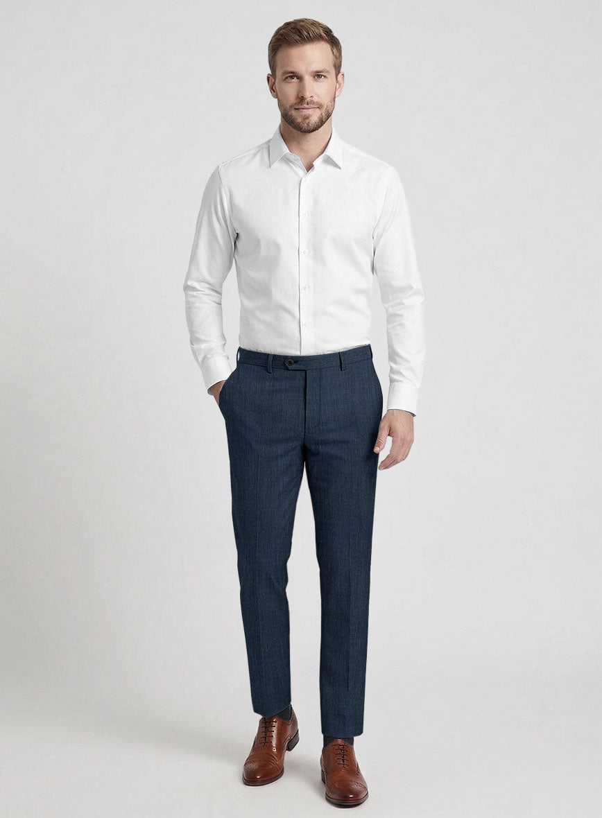 Reda Bond Blue Wool Pants - StudioSuits