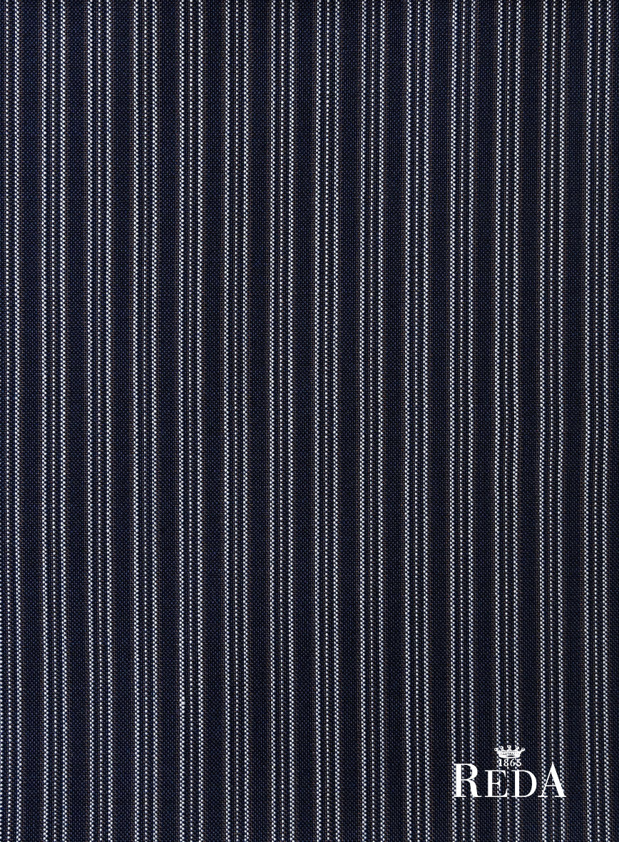 Reda Bravon Dark Blue Stripe Wool Jacket - StudioSuits