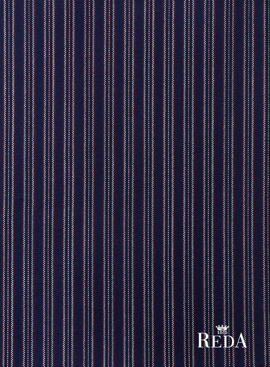 Reda Bravon Navy Blue Stripe Wool Jacket - StudioSuits