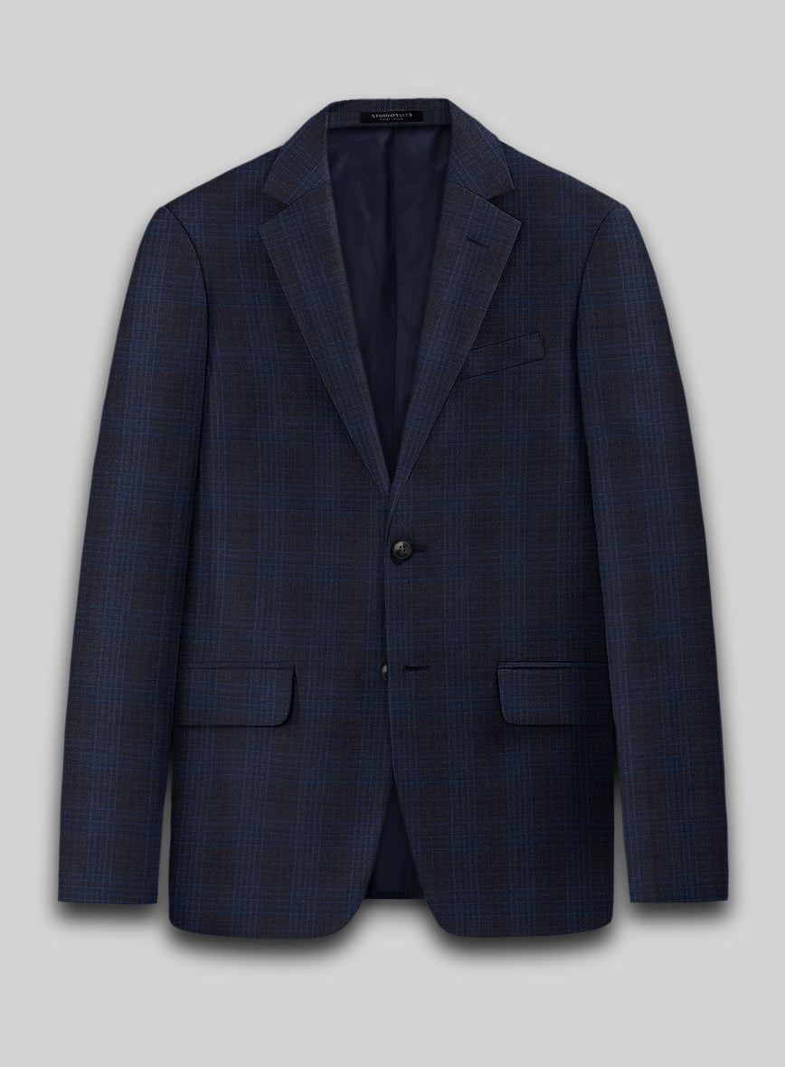 Reda Carli Blue Checks Wool Jacket - StudioSuits