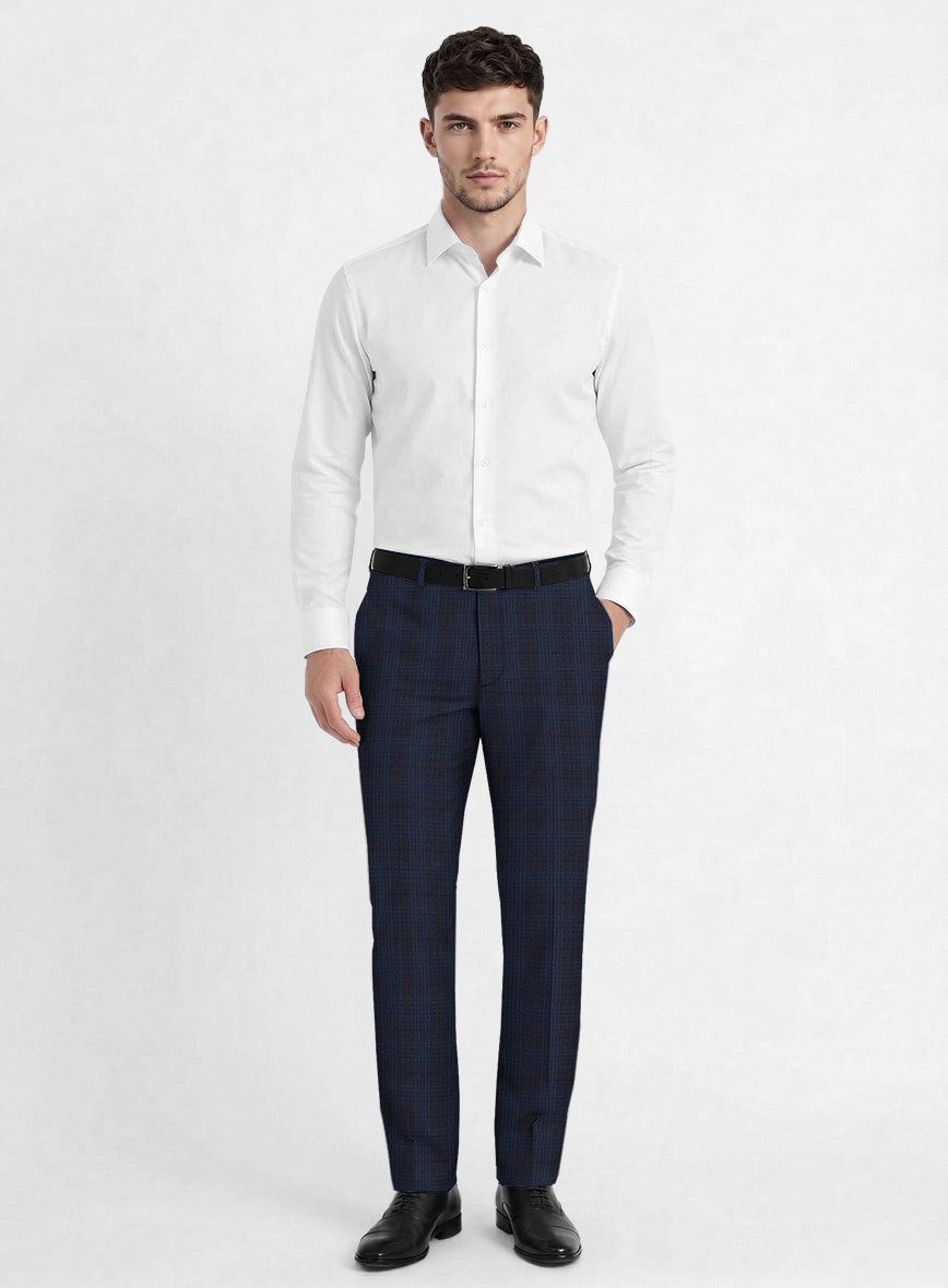 Reda Carli Blue Checks Wool Pants - StudioSuits
