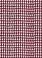Reda Carmine Red Houndstooth Wool Pants - StudioSuits