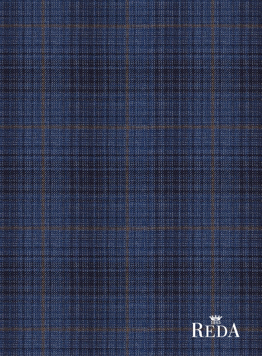 Reda Casal Blue Checks Wool Jacket - StudioSuits
