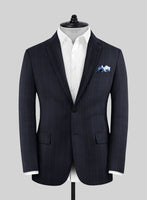 Reda Cashmere Blue Chalkstripe Wool Jacket - StudioSuits