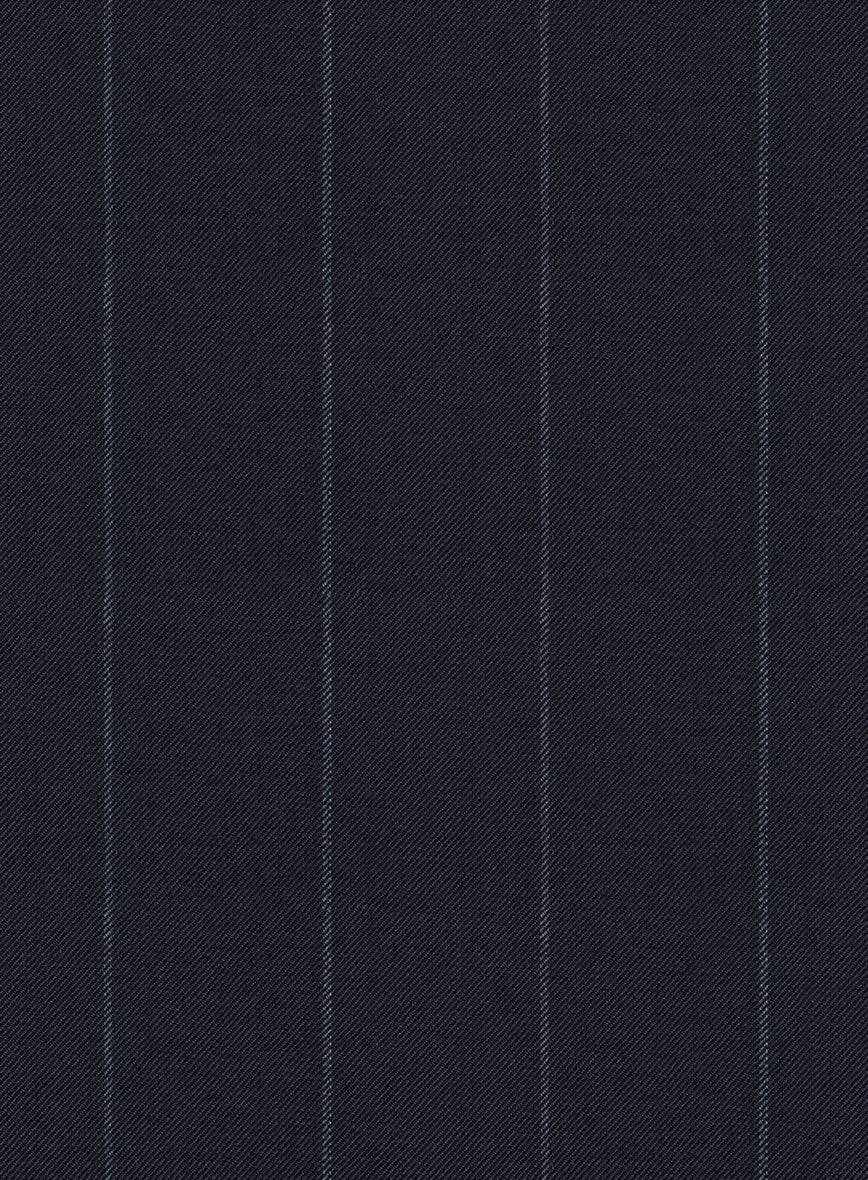 Reda Cashmere Blue Chalkstripe Wool Pants - StudioSuits