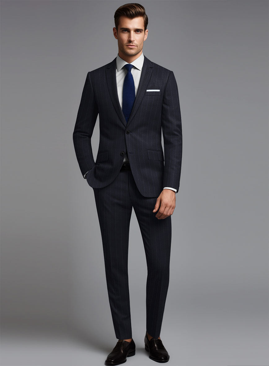 Reda Cashmere Blue Chalkstripe Wool Suit - StudioSuits