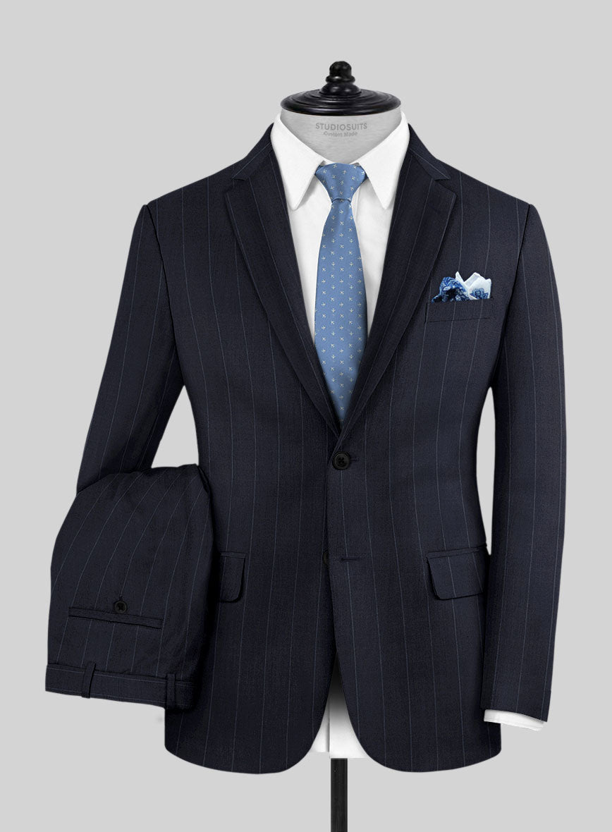 Reda Cashmere Blue Chalkstripe Wool Suit - StudioSuits