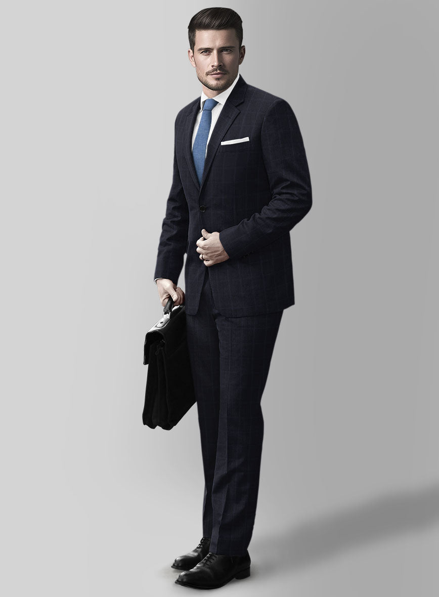 Reda Cashmere Blue Windowpane Wool Suit - StudioSuits