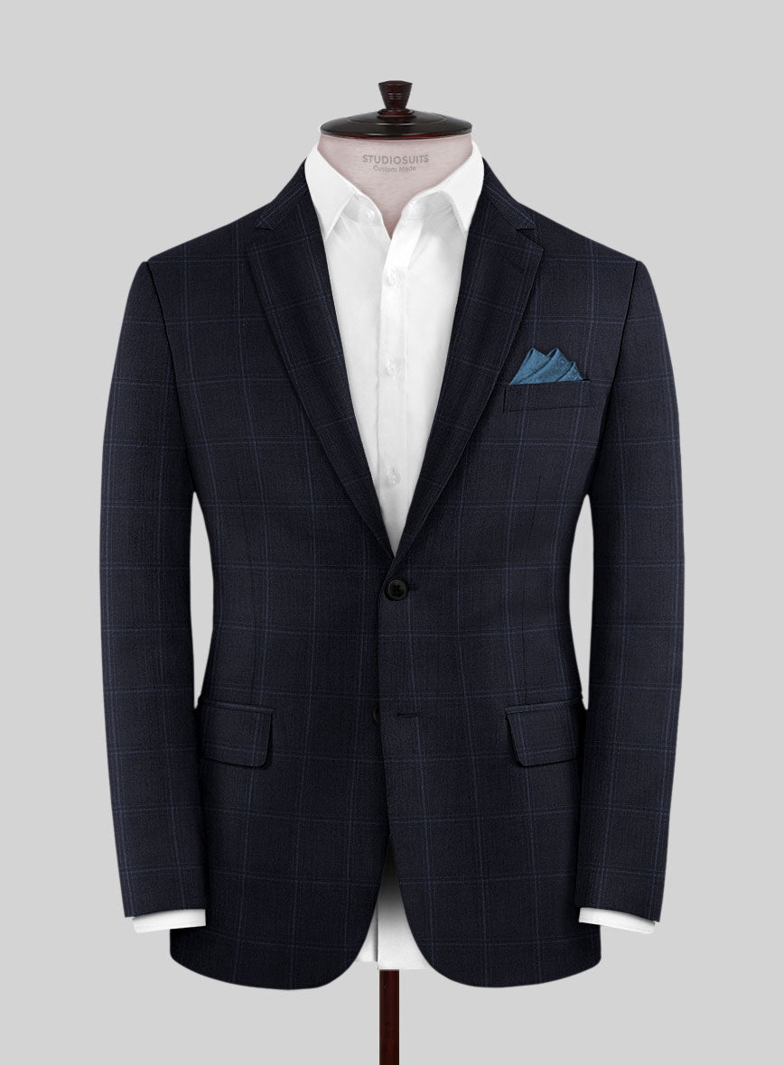 Reda Cashmere Blue Windowpane Wool Suit - StudioSuits