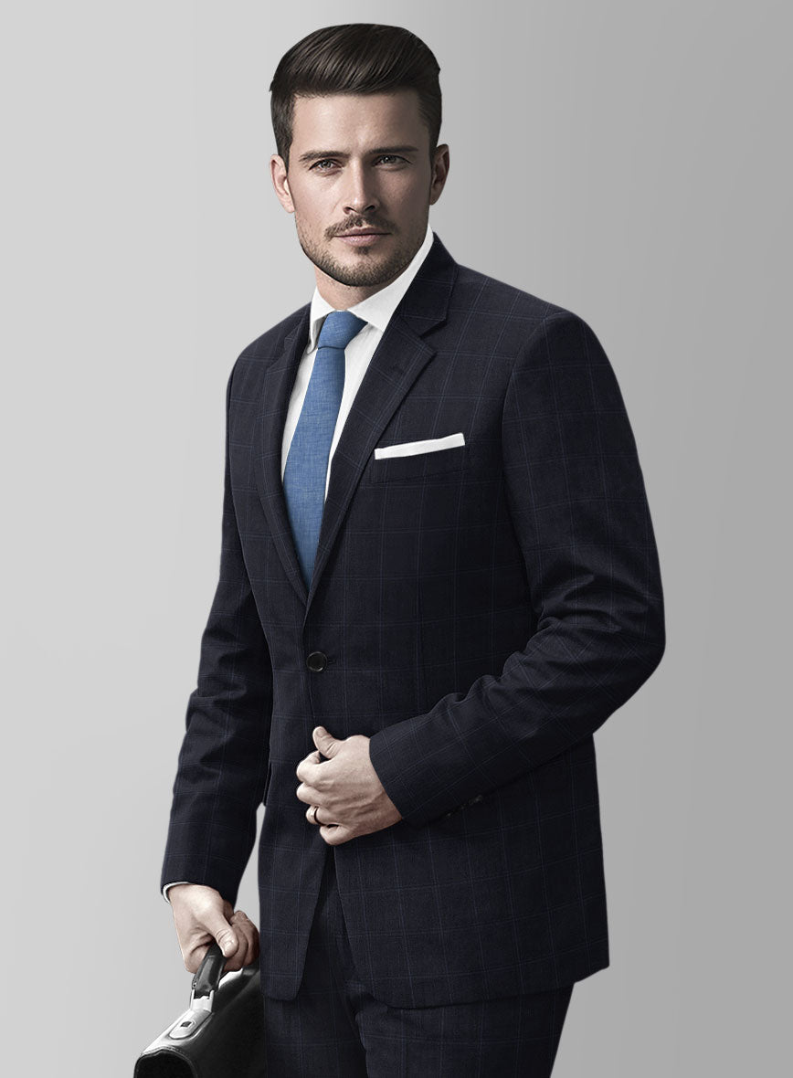 Reda Cashmere Blue Windowpane Wool Suit - StudioSuits