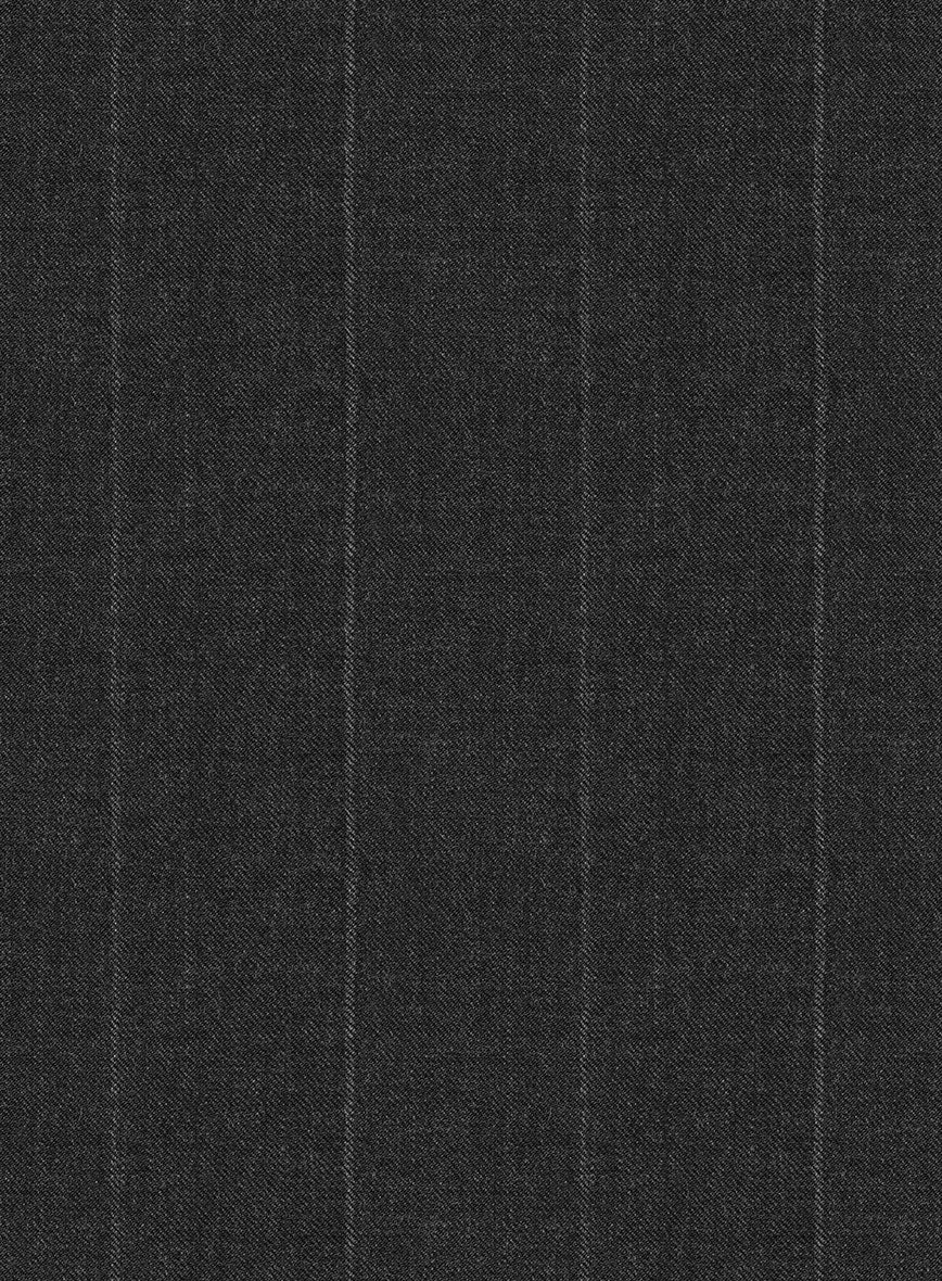Reda Cashmere Dark Gray Chalkstripe Wool Jacket - StudioSuits