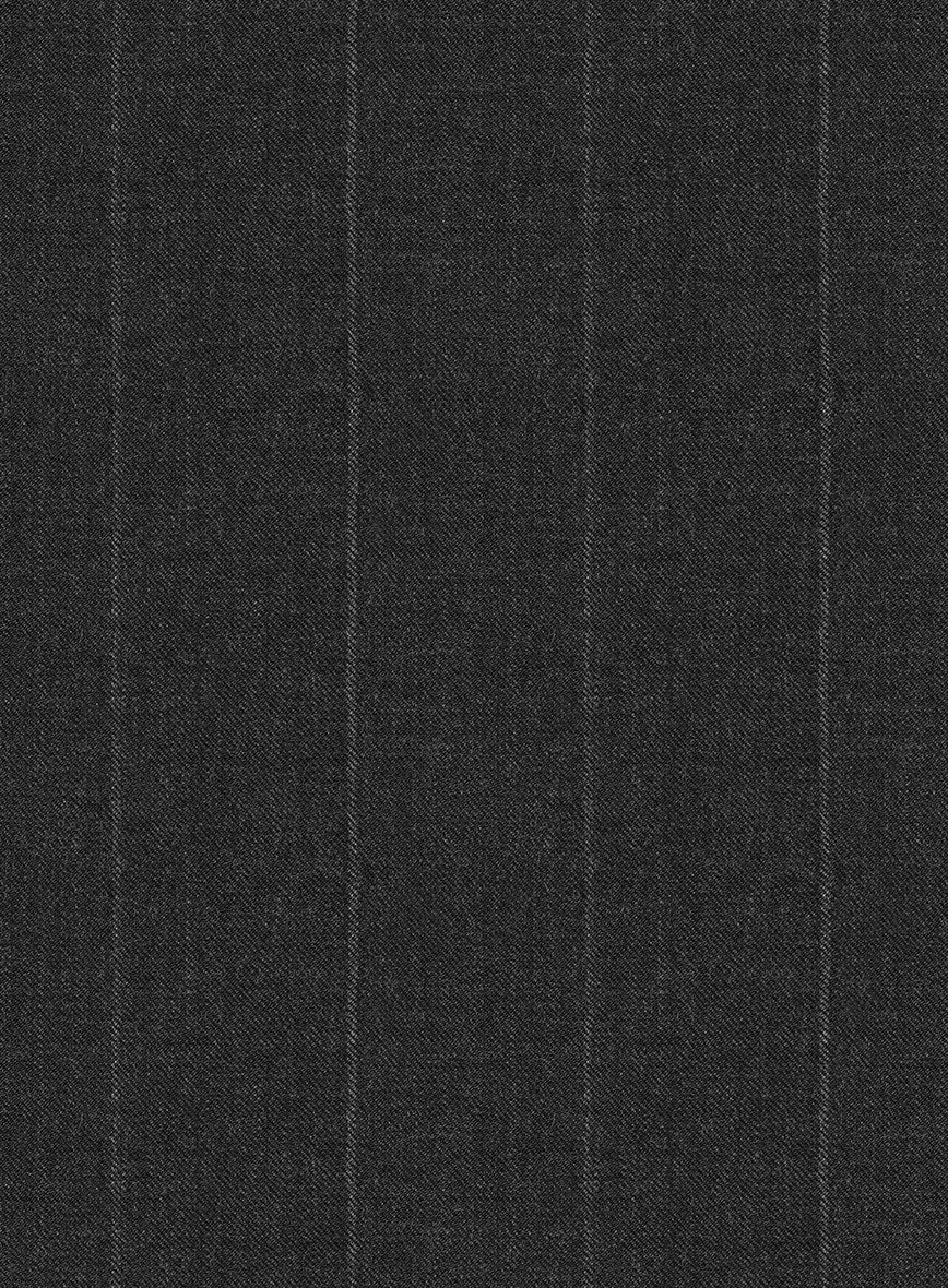 Reda Cashmere Dark Gray Chalkstripe Wool Pants - StudioSuits