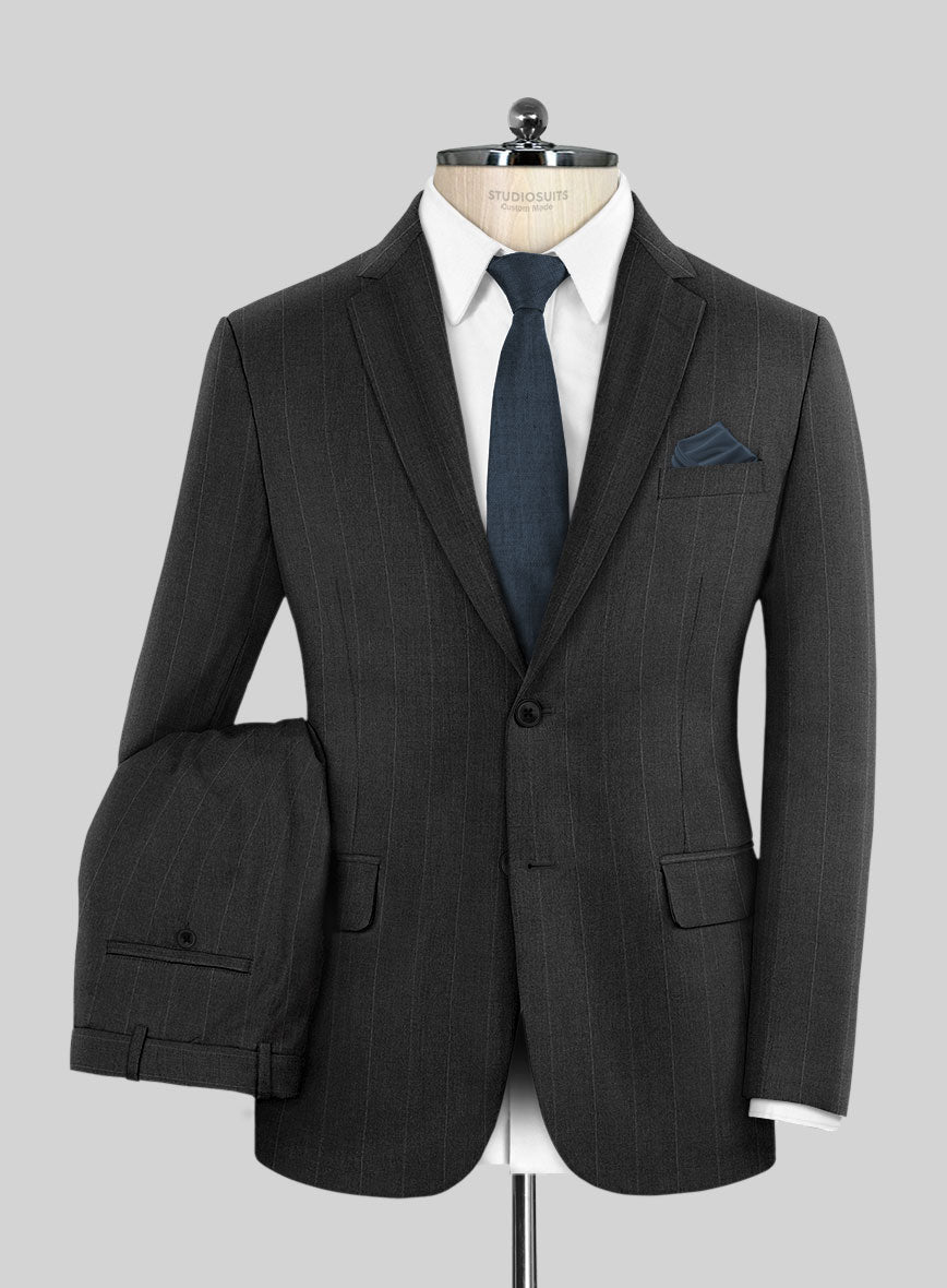 Reda Cashmere Dark Gray Chalkstripe Wool Suit - StudioSuits